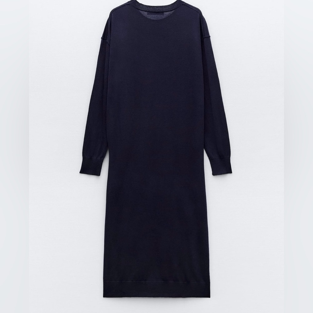 NWT Zara Oversized Navy Long Sleeve Sweater Dress - Picture 5 of 7